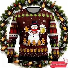 Beer Ugly Christmas Sweater - Funny Santa Crewneck