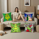 Grinch Inspired Christmas Throw Pillow Cover