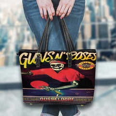 Guns N’ Roses Düsseldorf 2025 Skeleton Ping Pong Leather Tote Bag – Official Concert Tour Merch - Get Trend Merch