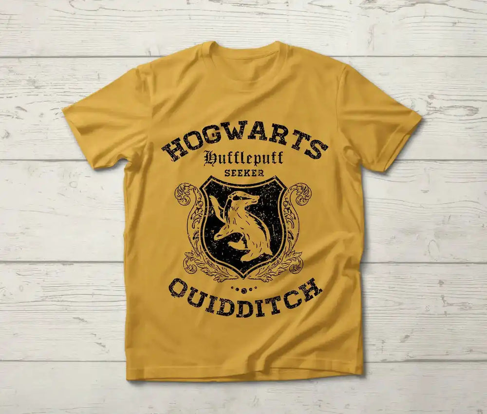Hufflepuff Quidditch Seeker Shirt – Vintage Wizard Sport T-Shirt, Hogwarts House Bookish Tee, HP Fan Shirt - Get Trend Merch