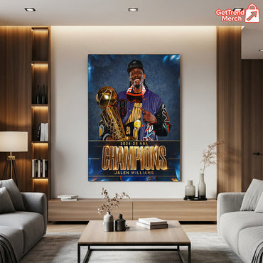 Jalen Williams 2025 NBA Champion Poster Canvas – Basketball Wall Art for Thunder Fans - Get Trend Merch