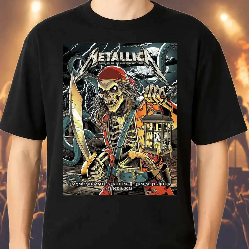 Metallica Tampa 2025 Pirate Lantern Skeleton Shirt – Raymond James Stadium Concert June 8 Tour Tee, Hoodie, Sweatshirt, Tank Top, Long Sleeve - Get Trend Merch