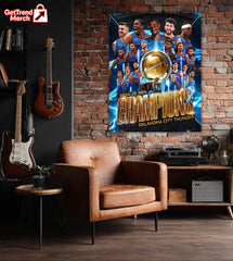 Oklahoma City Thunder 2024–25 NBA Champions Poster Canvas – Official Team Celebration Art - Get Trend Merch