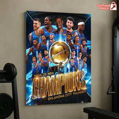 Oklahoma City Thunder 2024–25 NBA Champions Poster Canvas – Official Team Celebration Art - Get Trend Merch
