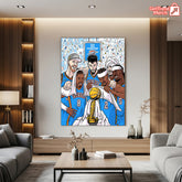 Oklahoma City Thunder 2025 NBA Champions Cartoon Poster Canvas – Illustrated Trophy Celebration Art - Get Trend Merch
