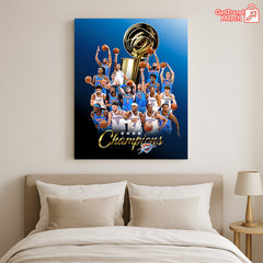 Oklahoma City Thunder 2025 NBA Champions Poster Canvas – Basketball Finals Wall Art - Get Trend Merch