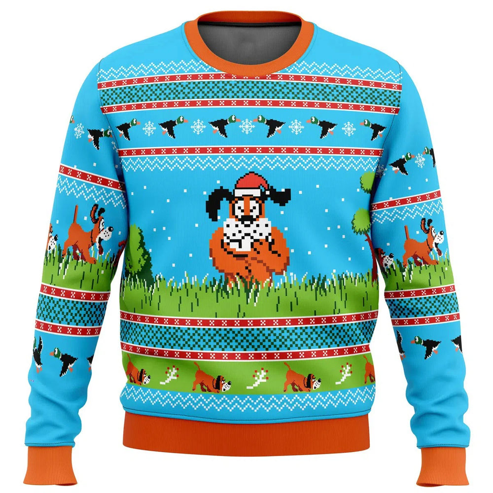 Retro 8-Bit Duck Dog Ugly Christmas Sweater