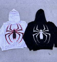 Women’s Harajuku Spider Print Oversized Zip-Up Hoodie