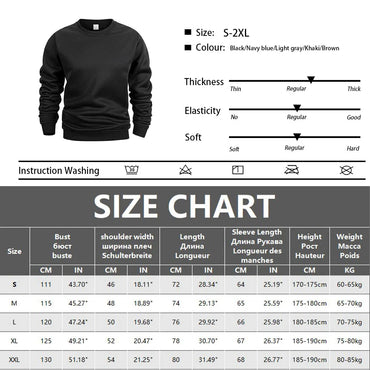Men’s Crewneck Sweatshirt Solid Color Long Sleeve