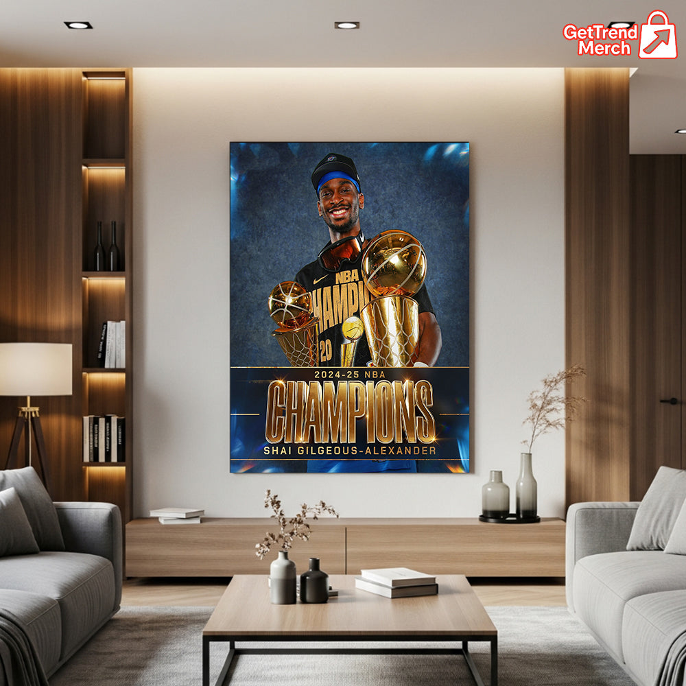 Shai Gilgeous-Alexander 2025 NBA Finals MVP Champions Poster Canvas – Basketball Wall Art - Get Trend Merch