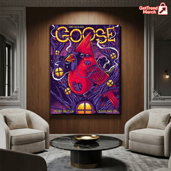 Goose Poster Canvas Wall Art – Jacobs Pavilion Cleveland OH June 19 & 20, 2025 – Psychedelic Cardinal Concert Print - Get Trend Merch
