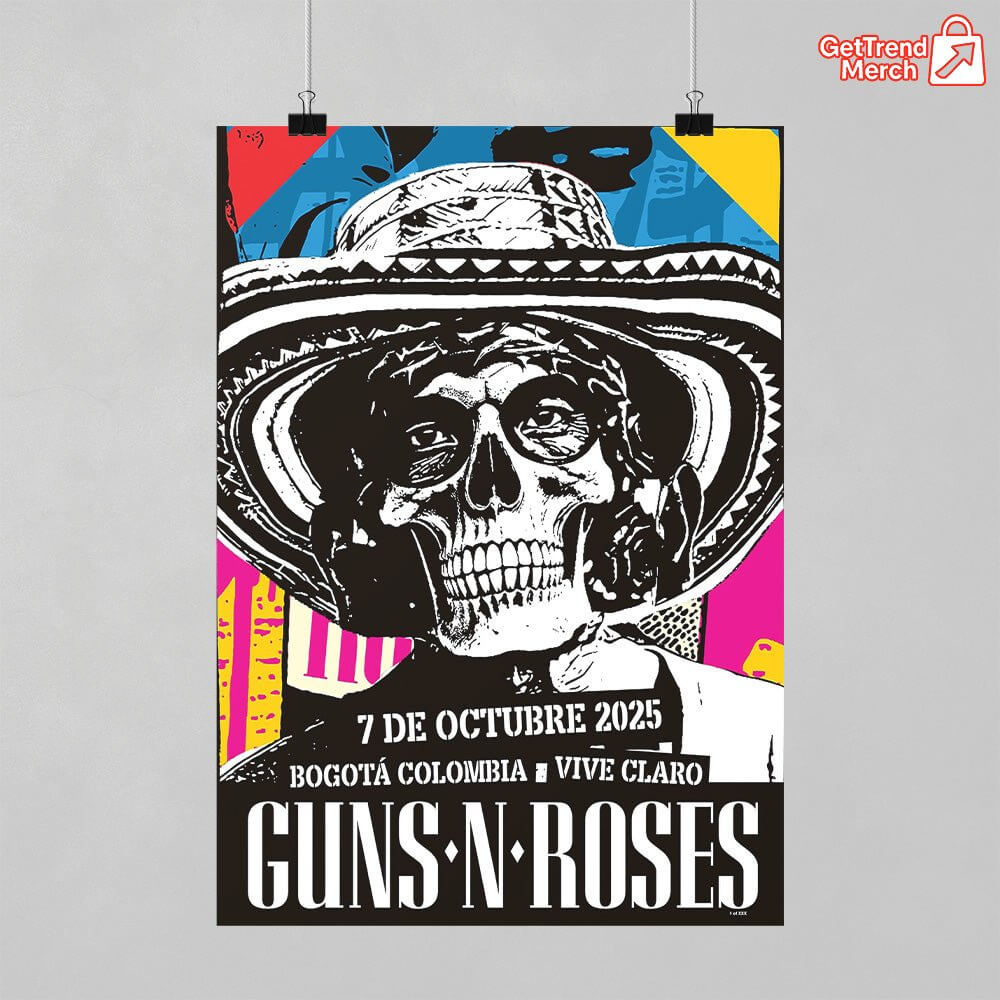 Guns N’ Roses Bogotá Colombia 2025 Poster Canvas Wall Art – Vive Claro Concert Limited Edition - Get Trend Merch