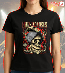 Guns N' Roses Concert Tour 2025 Hradec Králové Czech Republic June 15 Skull Art T-Shirt - Get Trend Merch