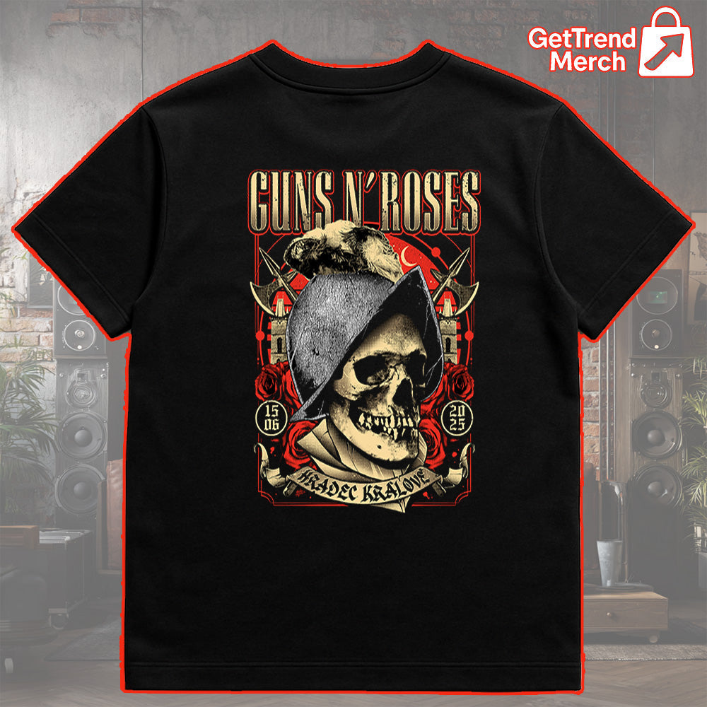 Guns N' Roses Concert Tour 2025 Hradec Králové Czech Republic June 15 Skull Art T-Shirt - Get Trend Merch