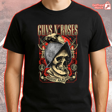 Guns N' Roses Concert Tour 2025 Hradec Králové Czech Republic June 15 Skull Art T-Shirt - Get Trend Merch