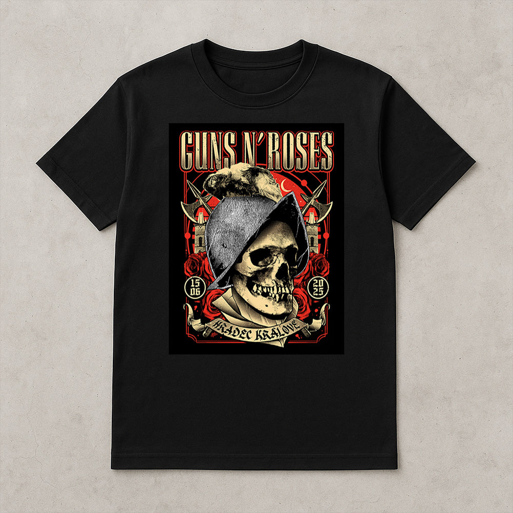 Guns N' Roses Concert Tour 2025 Hradec Králové Czech Republic June 15 Skull Soldier Art T-Shirt - Get Trend Merch
