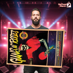 Guns N’ Roses Düsseldorf 2025 Skeleton Ping Pong House Flag – Official Concert Tour Outdoor Banner - Get Trend Merch