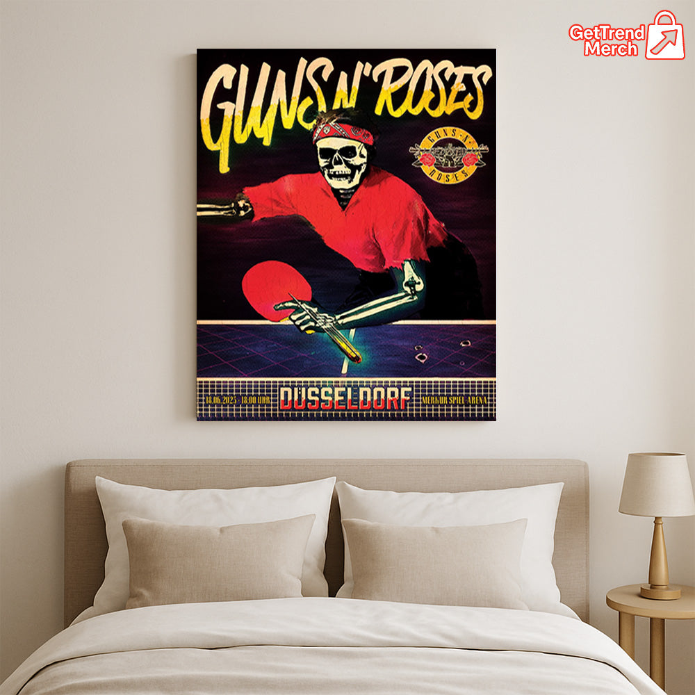 Guns N’ Roses Düsseldorf 2025 Skeleton Ping Pong Poster Canvas – Tour Exclusive Art - Get Trend Merch