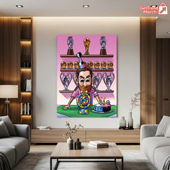 Lionel Messi 38th Birthday Cartoon Poster Canvas – Trophy Room Wall Art Gift - Get Trend Merch