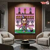 Lionel Messi 38th Birthday Cartoon Poster Canvas – Trophy Room Wall Art Gift - Get Trend Merch