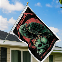 Metallica 2-Sided House Flag, M72 North American Tour 2025, Concert Artwork by Rhys Cooper, Black & Red Skull Eagle Design Flag - Get Trend Merch