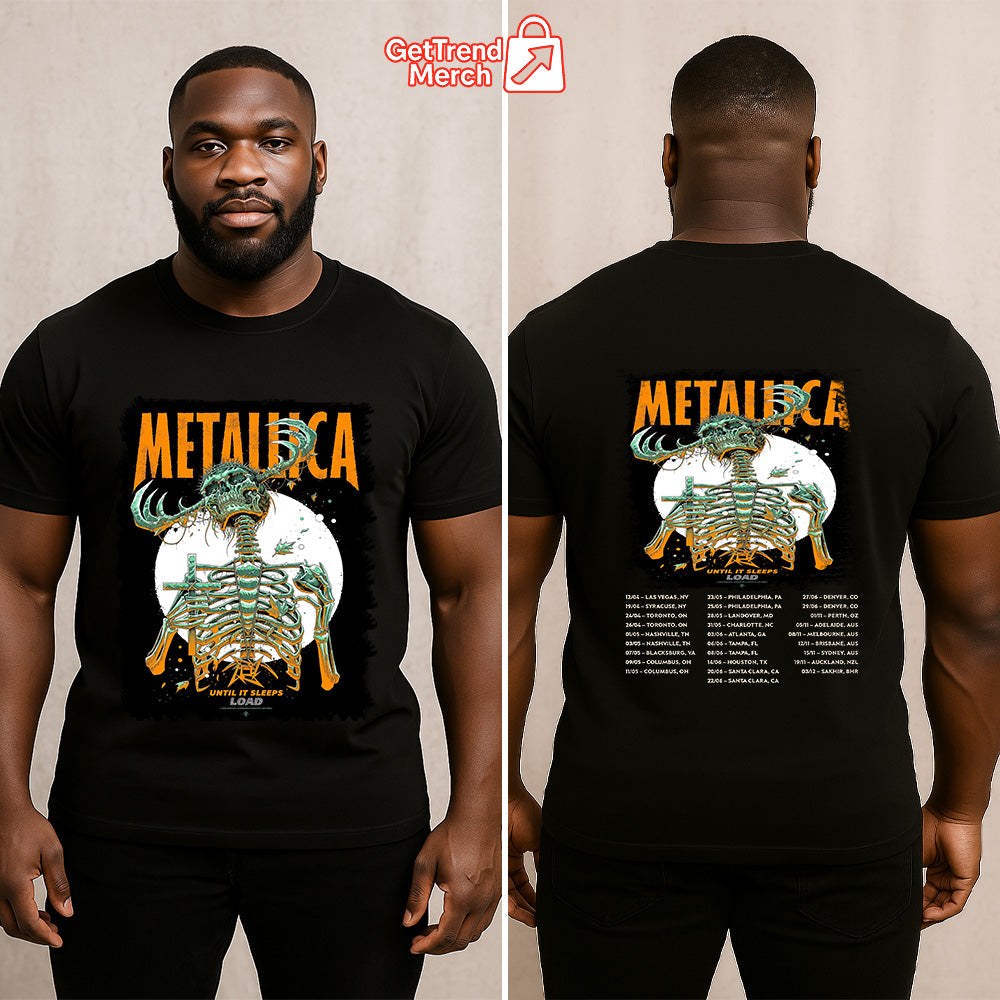 Metallica Concert Tour Load Era Until It Sleeps 2025 Skeleton Reaper Official Limited Edition Band T-Shirt - Get Trend Merch