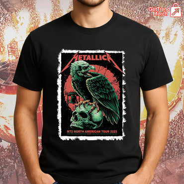 Metallica Concert Tour M72 North America Tour 2025 - Liberty Bell Skull Eagle Graphic Official Band T-Shirt - Get Trend Merch