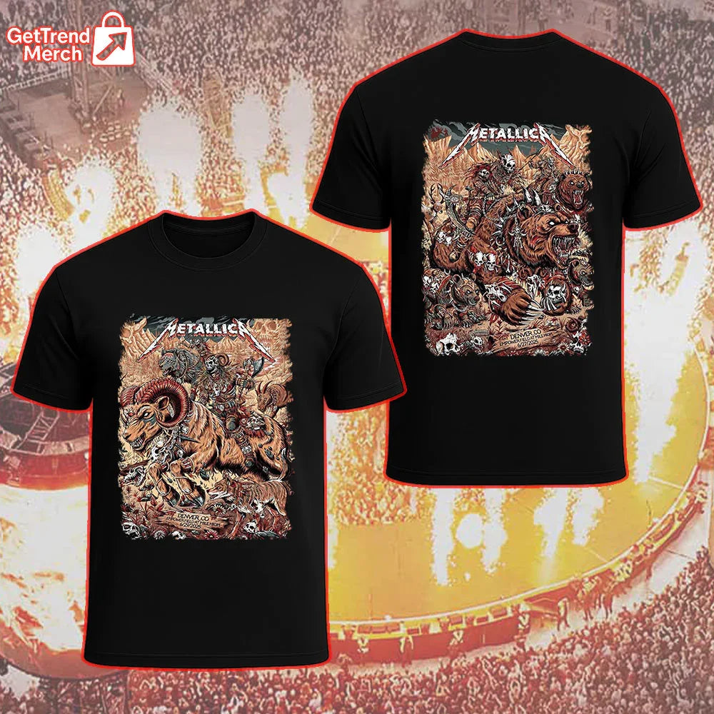 Metallica June 27 & June 29, 2025 Denver T-Shirt | Warbeast & Skull Warriors Tour Merch | M72 Limited Edition Concert Tee - Get Trend Merch