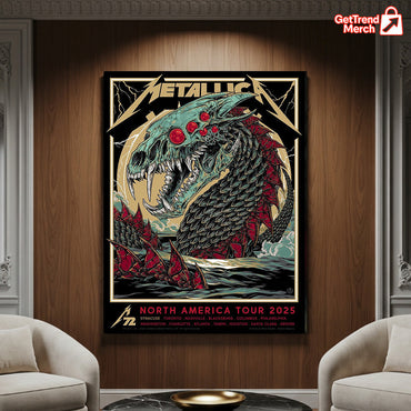 Metallica M72 North America Tour 2025 Canvas Poster – Rhys Cooper Artwork, Heavy Metal Wall Art Print - Get Trend Merch