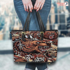 Metallica M72 Tour 2025 Leather Tote Bag – Battle Grizzly Bear Artwork by JML2Art, Empower Field Denver Concert Exclusive - Get Trend Merch