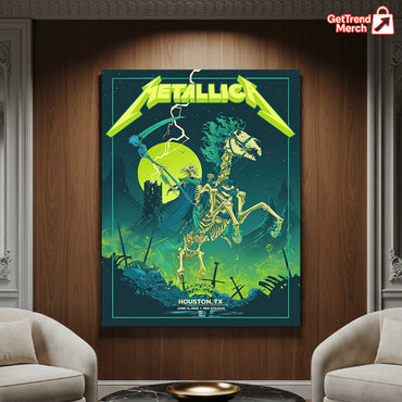 Metallica M72 Tour Canvas Poster – June 14, 2025 “Tonight in Houston” Concert Art Print, NRG Stadium by Vance Kelly - Get Trend Merch