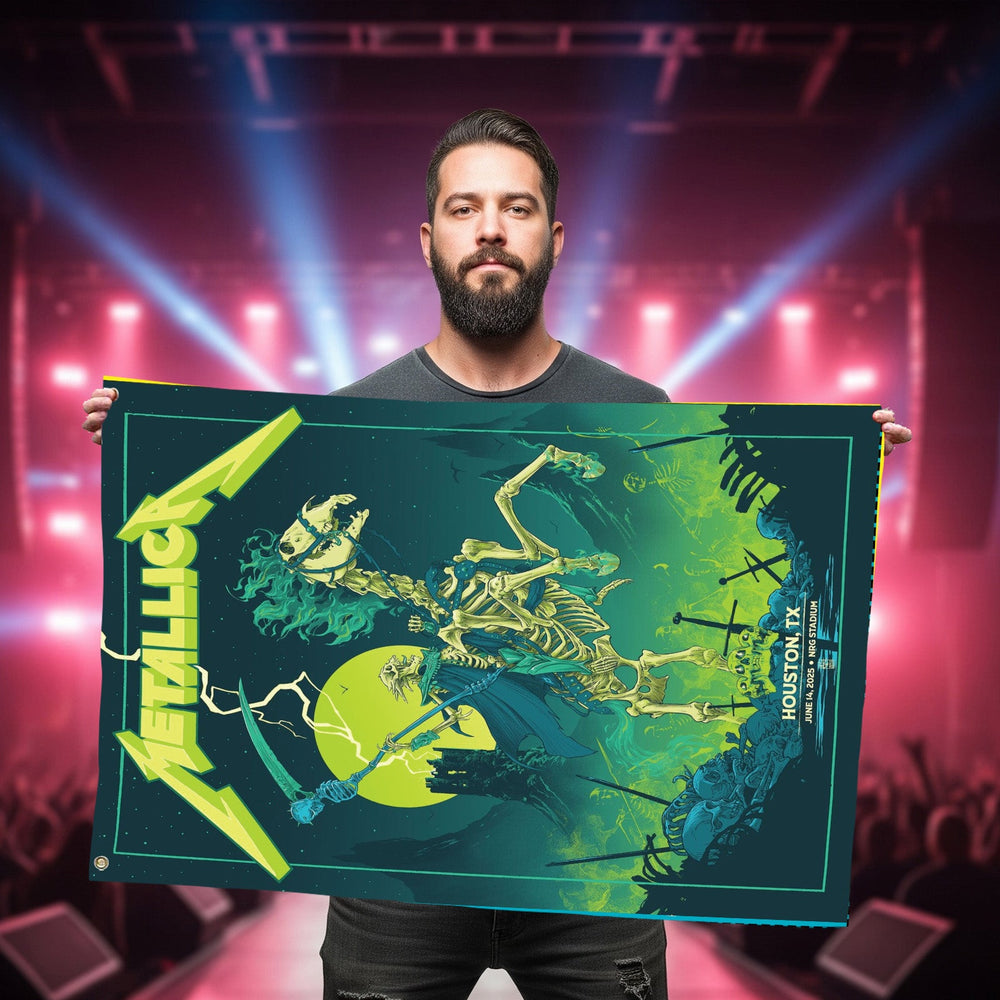 Metallica M72 World Tour 2025 Houston TX June 16 NRG Stadium 2-Sided House Flag - Get Trend Merch