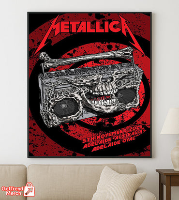 Metallica M72 World Tour – Adelaide, Australia – Adelaide Oval Stadium – Nov 5, 2025 Poster Canvas Wall Art