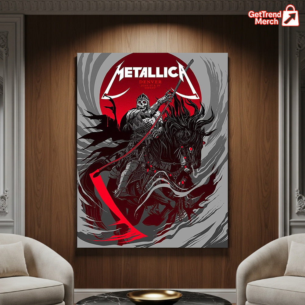 Metallica M72 World Tour June 27 & 29, 2025 Denver Empower Field at Mile High – Tonight In Denver Setlist Canvas Poster by Becky Cloonan - Get Trend Merch