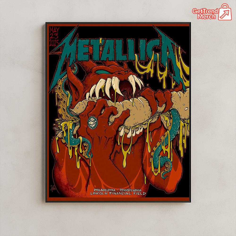 Metallica M72 World Tour May 23, 2025 Philadelphia, PA Lincoln Financial Field – Devil Hot Dog Snake Poster Canvas Wall Art - Get Trend Merch