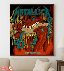 Metallica M72 World Tour May 25, 2025 Philadelphia, PA Lincoln Financial Field – Devil Hot Dog Monster Poster Canvas Wall Art - Get Trend Merch