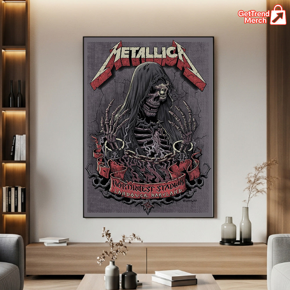 Metallica M72 World Tour May 28, 2025 Landover, MD Northwest Stadium – Tonight in Landover Setlist Poster Canvas Wall Art - Get Trend Merch