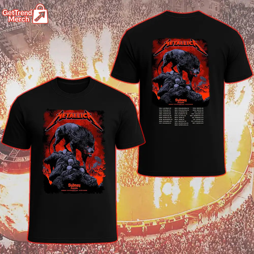 Metallica M72 World Tour November 15, 2025 Sydney, Australia - Accor Stadium Tour Shirt