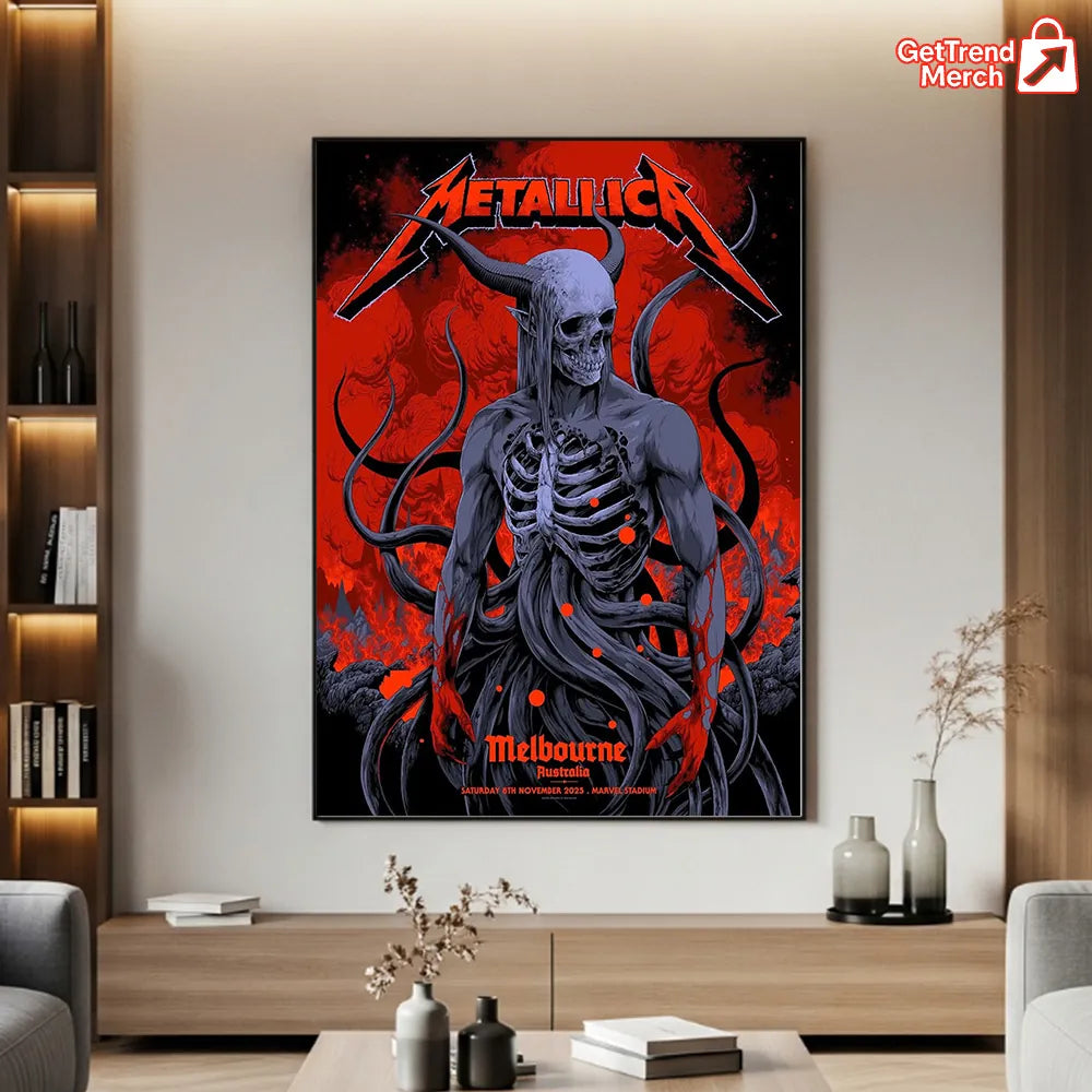 Metallica M72 World Tour November 8, 2025 Melbourne Australia Marvel Stadium Poster Canvas Wall Art