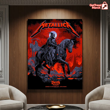 Metallica, Perth, Australia, Optus Stadium, 2025, Poster Canvas Wall Art, Concert Poster, Tour Merch Style, Fan-Made Tribute, Collector