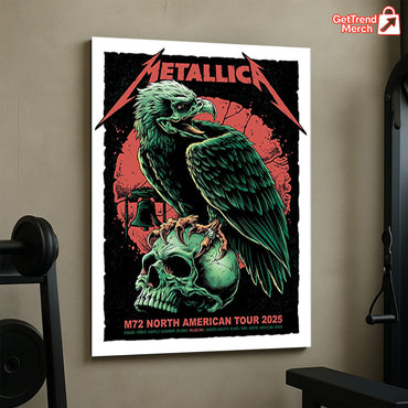 Metallica Poster Canvas, M72 North American Tour 2025, Skull Eagle Rhys Cooper Art, Concert Wall Art Decor - Get Trend Merch