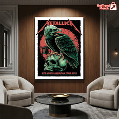 Metallica Poster Canvas, M72 North American Tour 2025, Skull Eagle Rhys Cooper Art, Concert Wall Art Decor - Get Trend Merch
