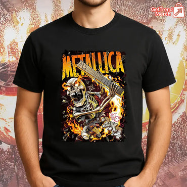 Metallica Skeleton Flames Graphic Shirt