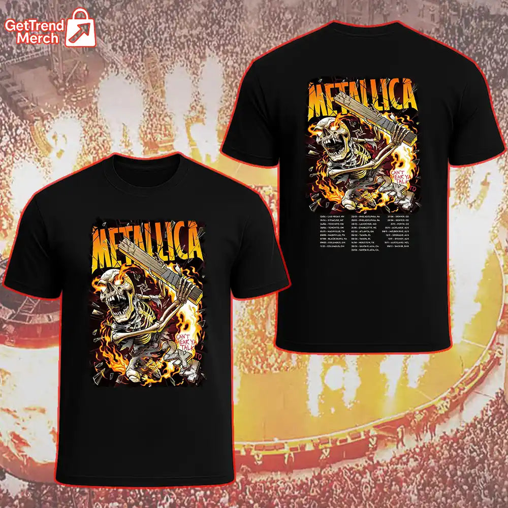 Metallica Skeleton Flames Graphic Shirt