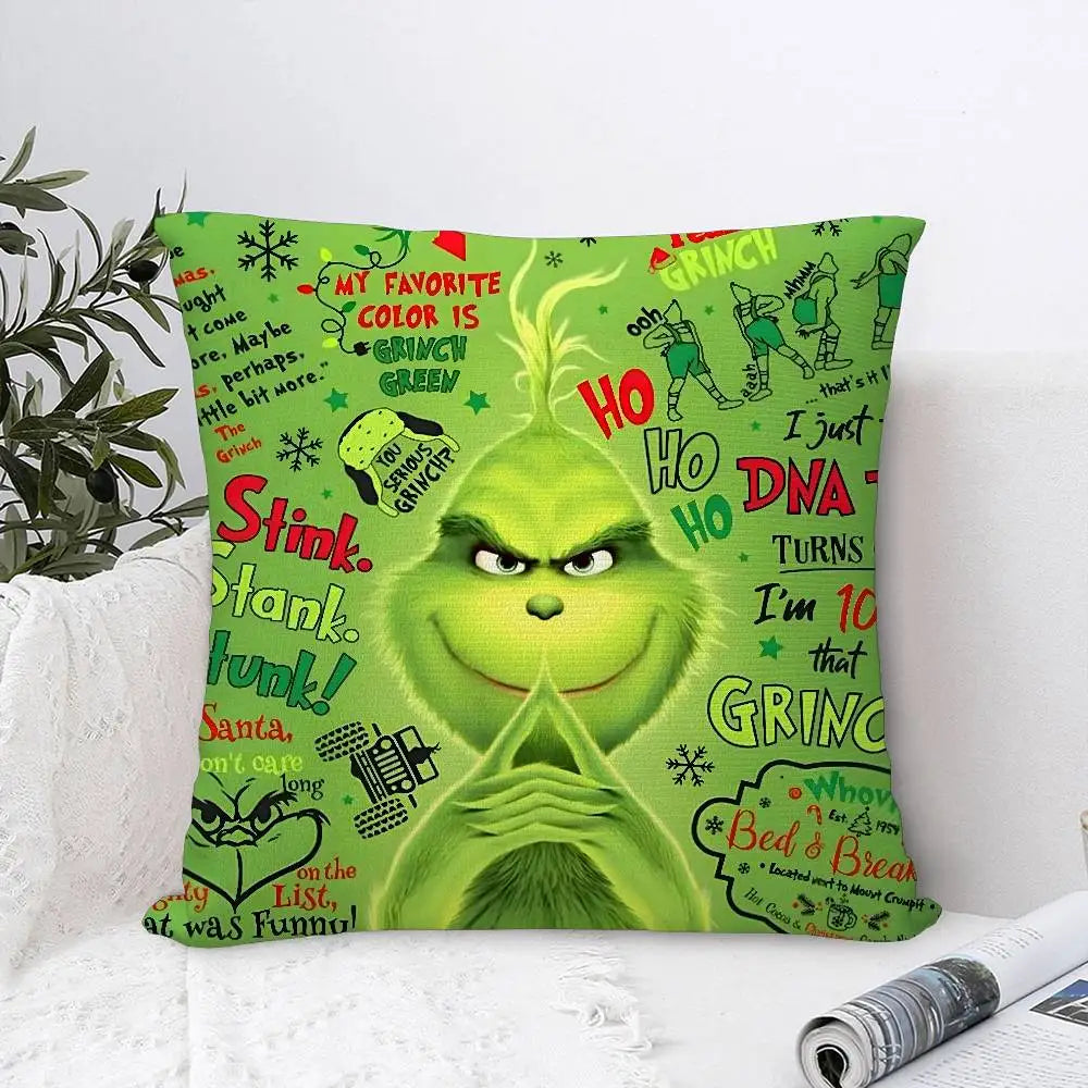 Grinch Inspired Christmas Throw Pillow Cover