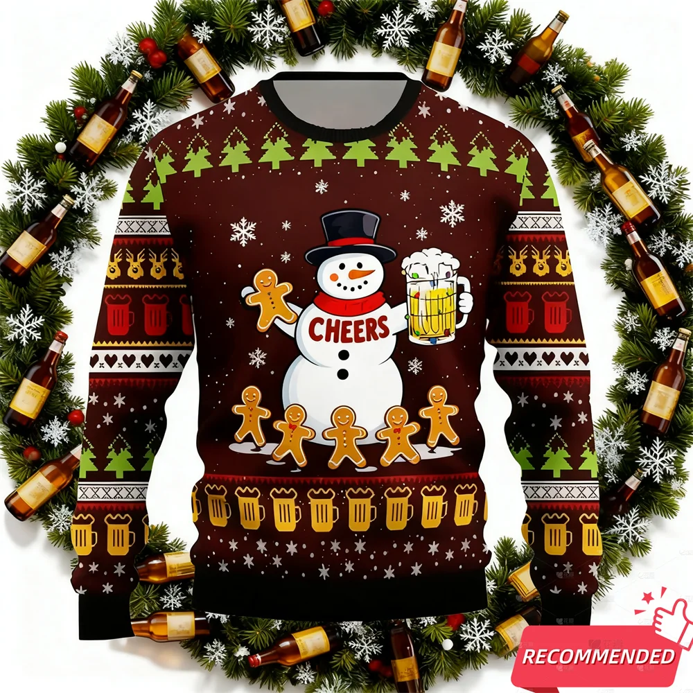Beer Ugly Christmas Sweater - Funny Santa Crewneck