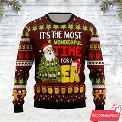 Beer Ugly Christmas Sweater - Funny Santa Crewneck