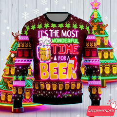 Beer Ugly Christmas Sweater - Funny Santa Crewneck