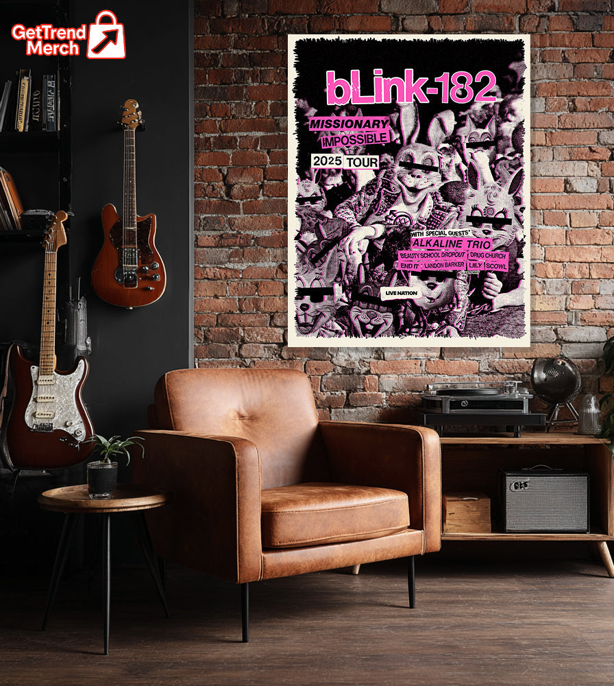 Blink-182 Missionary Impossible 2025 Tour Poster Canvas – Limited Edition Punk Rock Wall Art