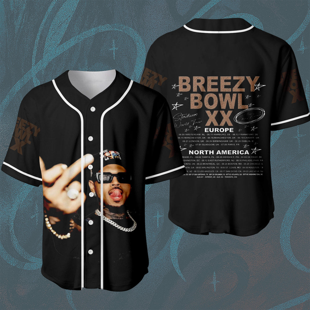 Chris Brown Concert Tour Breezy Bowl XX 2025 Europe & North America Stadium World Tour Official Baseball Jersey